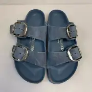 Birkenstock New w/ Box Arizona Big Buckle Dusty Blue Waxy Exquisite Narrrow Size