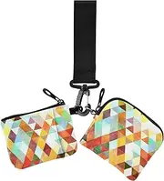 [GuoChe] Dual Wristlet Wallets for Women Fashion abstract Orange Red Minimalist Change Purse Key Holder with Wristle Strap for Women Men 2 Pcs, Fashion abstract orange red, 4.13" x 3.51" & 4.13" x 4.13", Retro