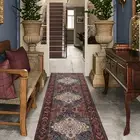 Vintage Red Hallway Runner Machine Washable Corridor Mat Soft Non Slip 80x300cm