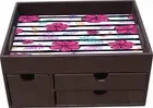 Wooden Tray with Multi Drawer Kitchen Use Home Decor Pink Abstract Flower Theme