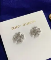 Tory Burch Double T Logo Shining Earrings Nice Lady Perfect Gift Holiday