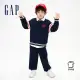 【GAP】男幼童裝 Logo印花圓領長袖長褲家居套裝-海軍藍(857727)