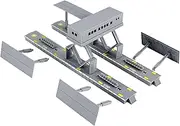 Generic HO Scale Train Track Rail Model Station for Miniature Diorama Layout, with Lights
