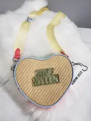 NEW Straw Wicker Lucite Pastel Steve Madden Heart Crossbody Purse Bag