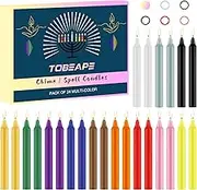 Tobeape 24 pcs Taper Candles Colored, 4 Inch Mini Unscented Spell Chime Candles for Rituals, Birthday, Party, Prayer, Meditation, Witchcraft, Wiccan Altar, Magic Tools