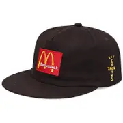 Travis Scott Mcdonald'S Joint Baseball Cap Pure Cotton Soft Top Flat Brim Embroidered Casual~SNNGV A coffee color adjustable