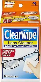 ClearWipe Lens Cleaner Alcohol Pre Moist Glasses Cleaning Wipe, 60 Count