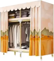 Polyester Portable Closets with Curtain Strong Wardrobe Closet Organizer Lightweight Portable Wardrobe Closet