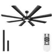 76 inch Large Ceiling Fans with Lights and Remote, 8 Wood Blades Black Outdoo...