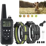 800m Wireless Remote Control LCD Display USB Rechargeable Dog Bark Collar Electric Shock Pet Trainer for 1-2 Dogs, US/EU/UK Plug, (Color : US Plug, Size : Set 2)
