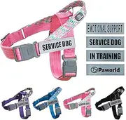 PAWORLD Service Dog Vest, No-Pull Service Dog Harness with 4 PCS Reflective Patches, Dog Vest Harness with Handle, Pet Harness for Small Medium Large Dogs in Training (Pink, M)