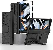 Hinge Pen Box Phone Case for Samsung Galaxy Z Fold 4, Magnetic Folding Phone Shell with Bracket for Z Fold4, All-Inclusive Anti-Fall Cover