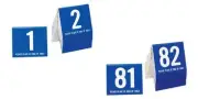 Restaruant Table Numbers 1-100 Tent Style, Plastic, Blue w/White, Free shipping