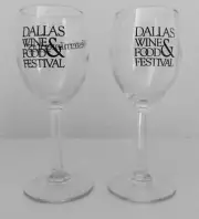 Set of 2 Dallas Wine & Food Festival Small Wine Glasses 6 5/8” Tall Hex Stem