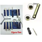 12pcs/Set New Motorcycle Spark Plug Spanner Wrench Socket Tool Kit w/Bag Durable