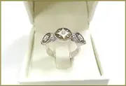 NEW PILGRIM DENMARK SILVER RING ENAMEL STARS CRYSTALS ADJUSTABLE BAND SIZE RARE