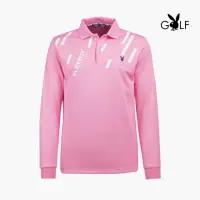 在飛比找momo購物網優惠-【PLAYBOY GOLF】男款斜紋印薄長袖POLO衫-粉紅