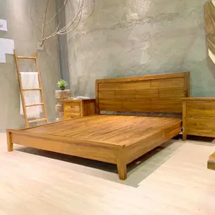 A.H.furniture 全柚木方格床 打破行情 全台最低價柚木實木床架 柚木床架 雙人床 加大雙人床 滿版實木床