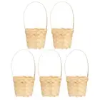 5 Pcs Mini Bamboo Hand Basket Woven Flower Baskets Small Storage