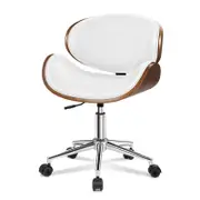 ALFORDSON Wooden Office Chair Computer Chairs Bentwood Seat Leather White