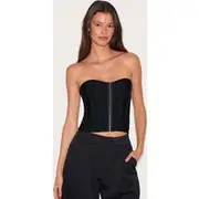 Black Bandage Hook And Eye Structured Corset, Black