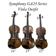 Symphony GA25 Solid Spruce Maple Viola Outfit w/ Hard Foam Case, Bow, & Rosin
