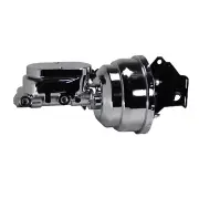 LEED Brakes -G96 8 in dual power booster, 1-1/8 in bore flat top master - Chrome