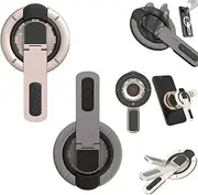 Double-Sided Magnetic Suction Decompression Ring Mobile Phone Bracket, Portable Adjustable 360 Degree Rotating Magnetic Phone Stand, Phone Grip with Silicone Ring for Office Car Home(Black+Gold)