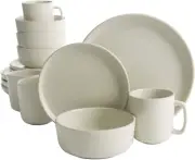 Gibson Home Zuma 16 Piece round Kitchen Dinnerware Set, Dishes, Plates, Bowls, M