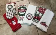 6 pc Christmas Holiday Hand Towel Snowmen Christmas Truck Tree Set B-S27