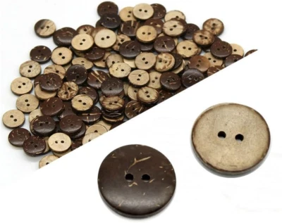 100 Pieces Natural Coconut Shell Two-Holes Buttons Sewing Accessories Decorative