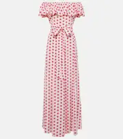 [Alexandra Miro] Alexandra Miro Giselle off-shoulder polka-dot midi dress AU 8 multicoloured