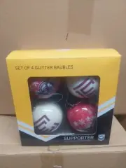 4 NRL Manly Warringah Sea Eagles Glitter Baubles Christmas Tree Decorations