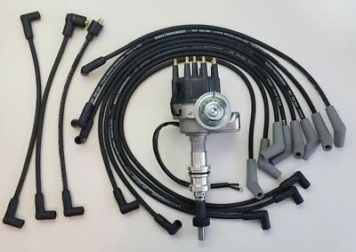 FORD 351W WINDSOR SMALL CAP HEI DISTRIBUTOR + BLACK 8.5mm SPARK PLUG WIRES USA