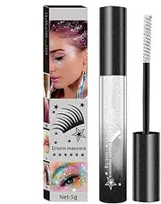 Silver Mascara,Waterproof Glitter Lash Mascara - Smudge-Proof Shiny Eyelash Tint Volume Mascara for Parties Cosplay Costumes Makeup Performances
