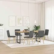 6 Pack Dark Grey Fabric Dining Chairs - Modern Kitchen & Dining Room Furniture Set with Metal Frame, Plywood Seat & Solid Rubber Wood Legs - Comfortable & Durable for Home, Restaurant