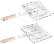 2pcs Grilled Fishnet Mesh Fish Grill Rack Barbecue Meat Rack Beef Grilling Mesh Iron Grill Rack Camping Grilling Basket Fish Grill Basket Barbecue Tool Picnic Grill Equipment