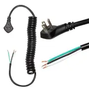 15 Amp Replacement Coiled Extension Cord 10 ft SJEOW Oil Resistant & Flat Plu...
