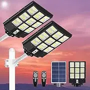 Xmart 3600W Solar Street Lights Outdoor, 2Pack 238000LM Dusk to Dawn Solar Flood Lights, IP67 Waterproof with Motion Sensor&Remote,Wide-Angle Security Lighting for Parking Lot, Yards, and Street