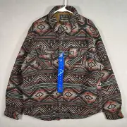 Jachs Men's Wool Blend Sherpa Lined Flannel Shirt Jacket Size Large Tribal Aztec