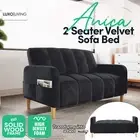 100% Polyester Uphosltery Two Seater Velvet Modular Sofa Bed - Black/Blush