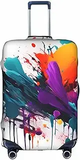 [pvinnk] paint splatter Print Protective Luggage Cover Elastic Washable Suitcase Travel Gear Protector, White, Medium