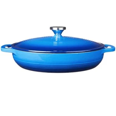 Lodge 3.6 Quart Enameled Cast Iron Oval Casserole with Lid – Caribbean Blue