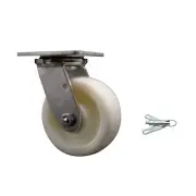 5 Inch 316 Stainless Steel Nylon Swivel Caster w/Delrin Bearing& Swivel Lock SCC