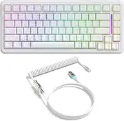 ATTACK SHARK X82PRO HE Magnetic Switch Gaming Keyboard,8000Hz Adjustable Actuation,5000mAh Battery,Cloud Software Tri-Mode Wireless Keyboard with C01Ultra Aviation Cable,for Win/Mac(White Line)