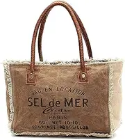 [CREATIVE LEATHER ART] CLA Upcycle Canvas Bag, Handmade Canvas Bag With Leather, Canvas Tote Bag, Canvas Shoulder Bag, Canvas Handbag for Women