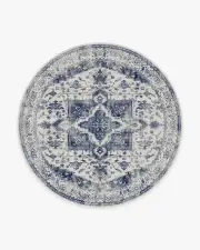 245' Round | Machine Washable Runner Rug | Kid & Pet Friendly | Indoor Rug | Kira Delft Blue Rug | Ruggable