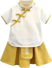 [MEIOOFIC] Boys' Hanfu Traditional Chinese Suit - Tang Style Kindergarten Performance Outfit for Spring, Summer & Autumn, Yellow & White