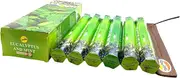 Govinda Eucalyptus and Mint Incense Stick Bundle with Holder - 1 Set of 120 Sticks (1 Box of 6 Tubes, 20 Sticks Each)