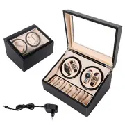 Luxury Automatic Dual Motor Watch Winder Display Box 4+6 Leather Storage Case AU